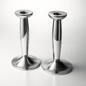 Pottery Barn Pewter Candle Holders - Set of 2